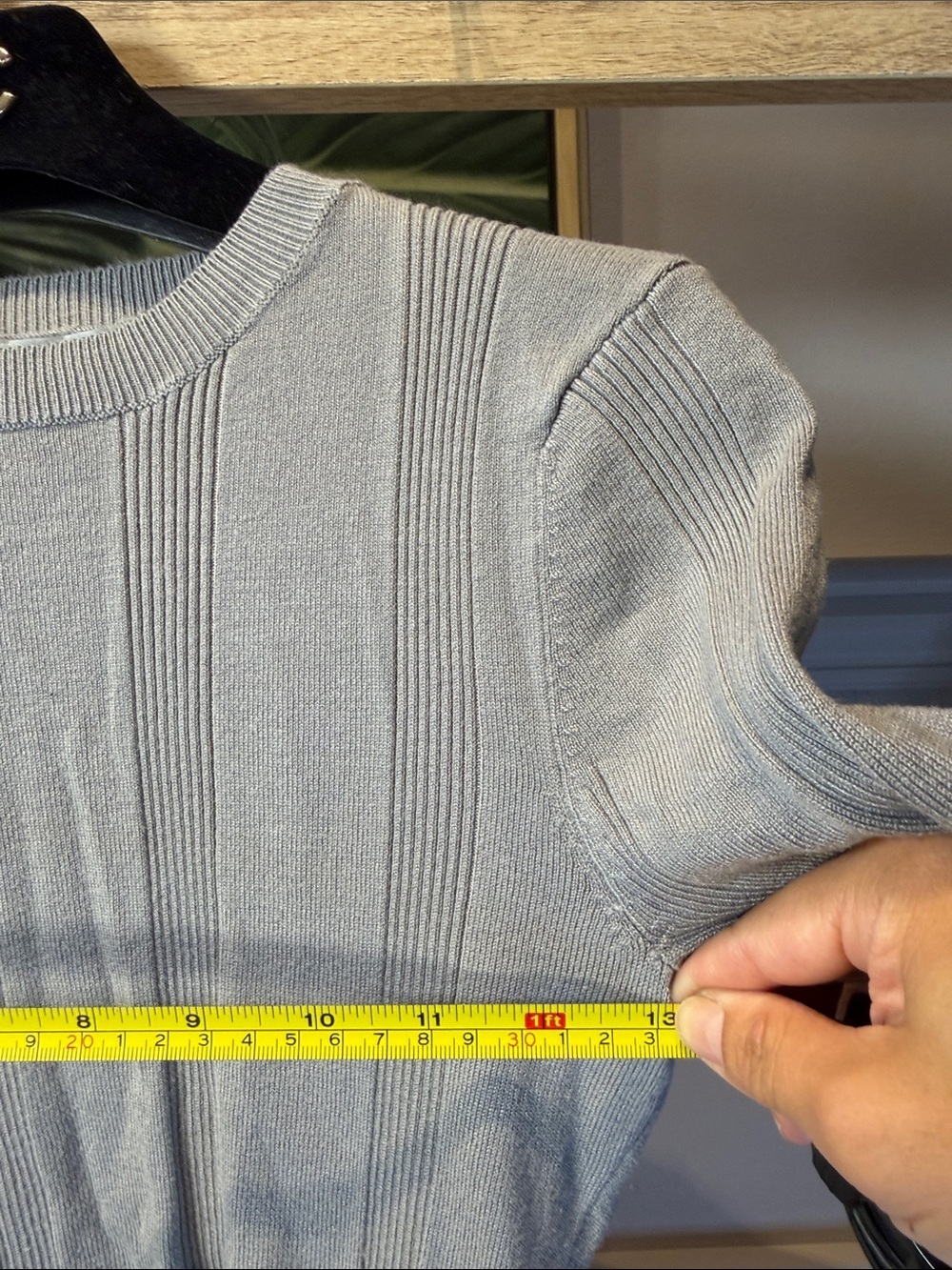 Revamped Light Blue Ribbed Crewneck Sweater - Picture 3 of 4